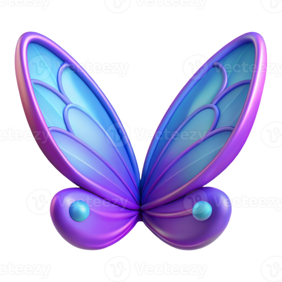 Purple Blue 3D Butterfly Wings Illustration png