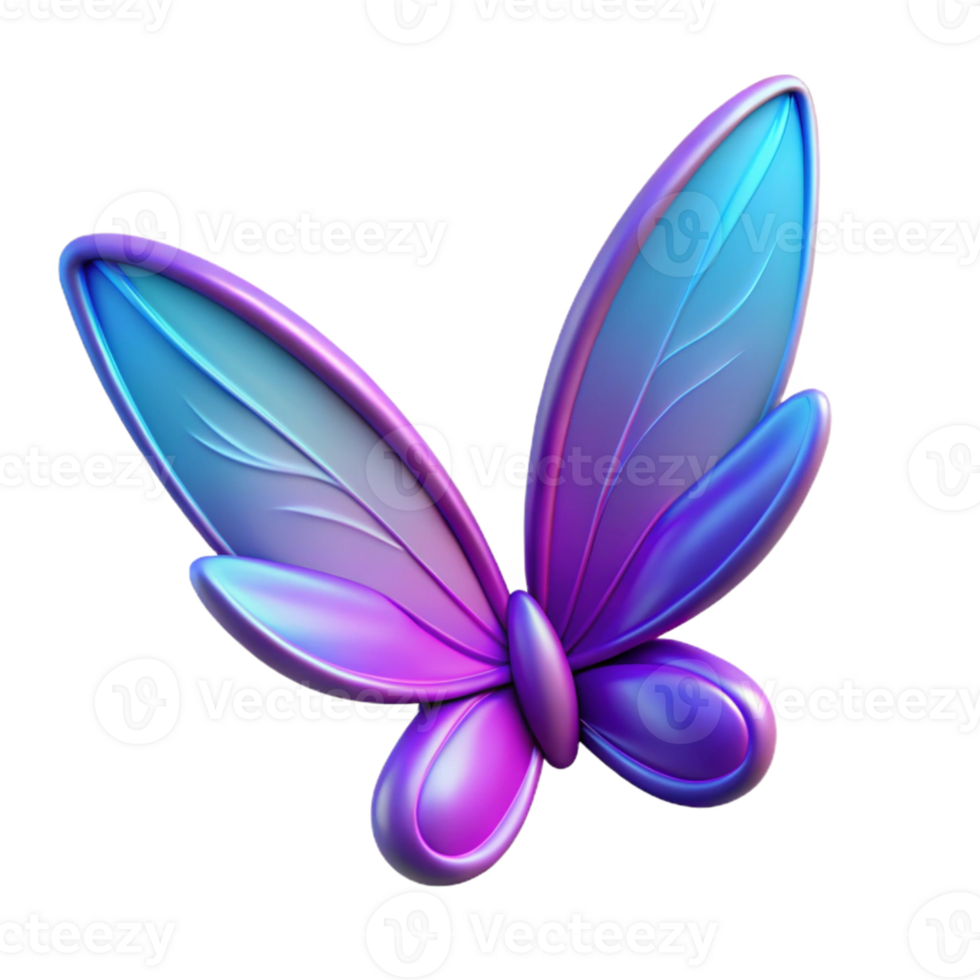 3D Purple Blue Butterfly Illustration png