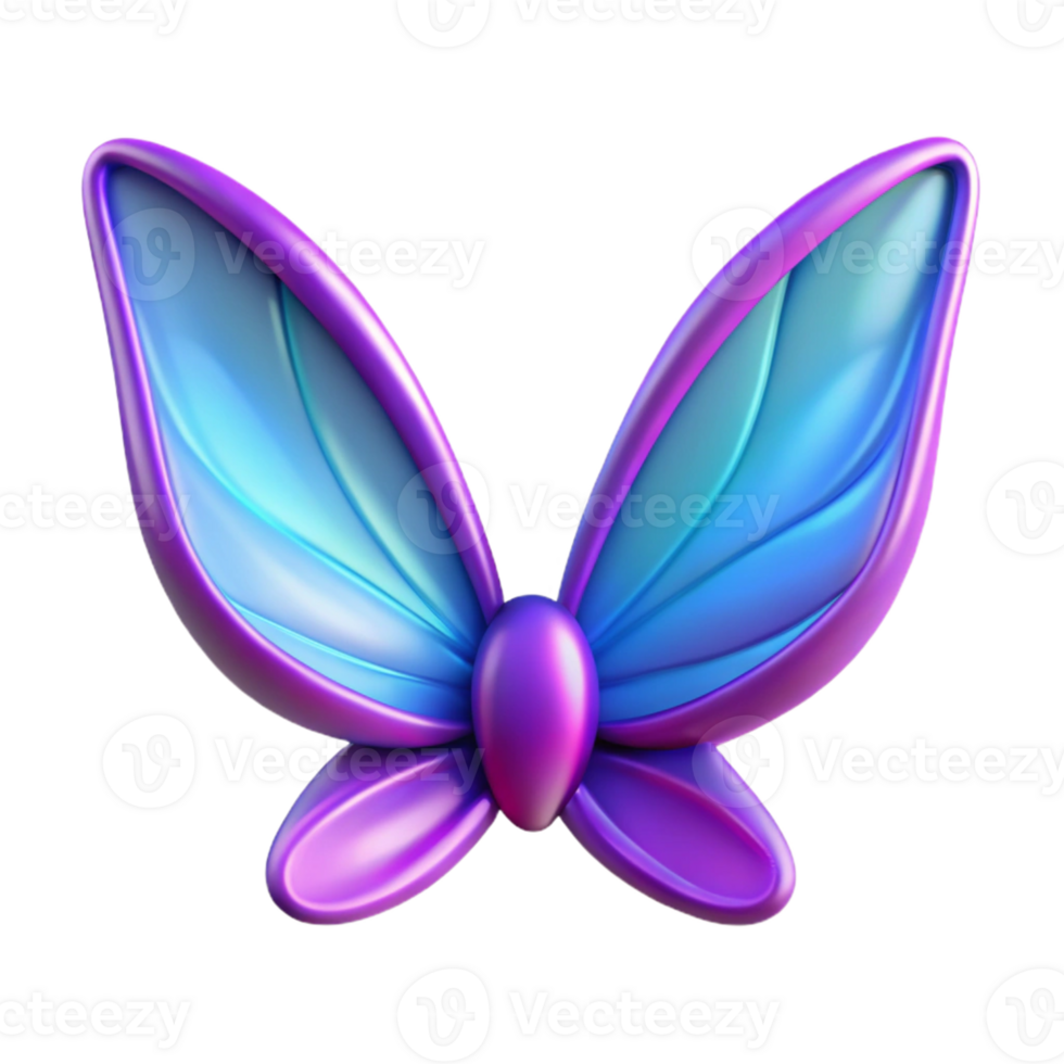 3D Render Purple Blue Butterfly Wings png