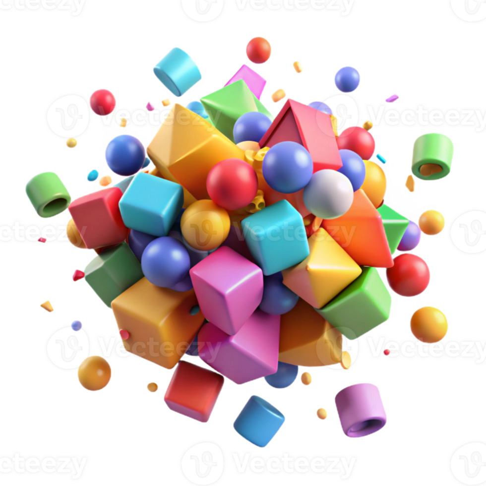 Colorful 3D Abstract Background with Geometric Shapes png