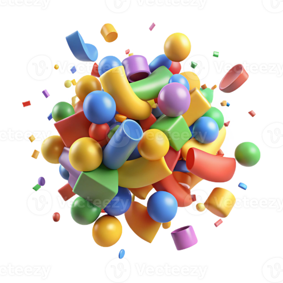 Colorful 3D Abstract Background of Geometric Shapes png