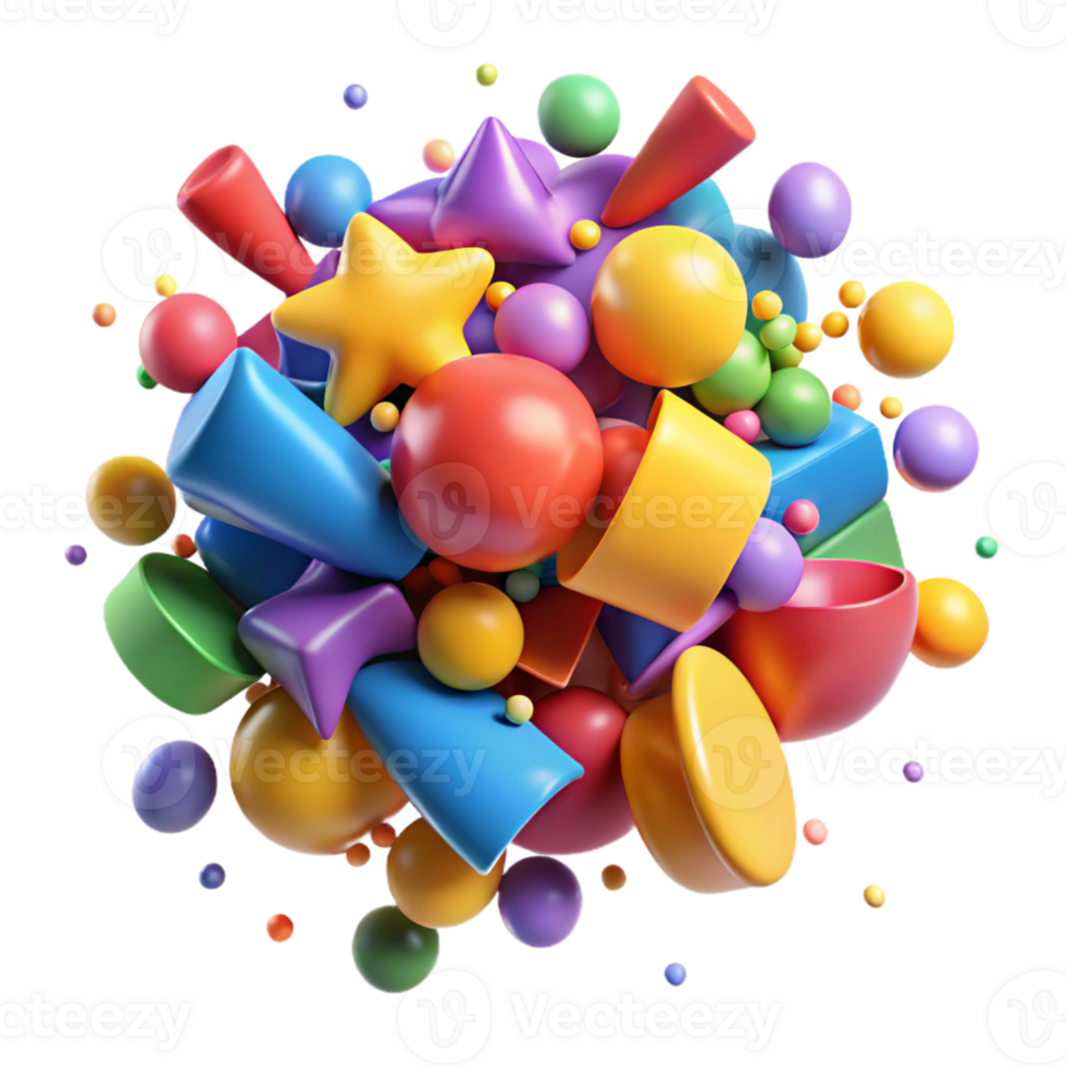 3D Colorful Shapes Abstract Background png
