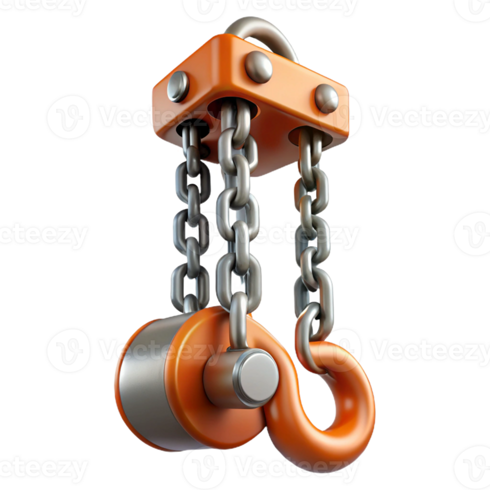3D Render of Orange Chain Hoist png