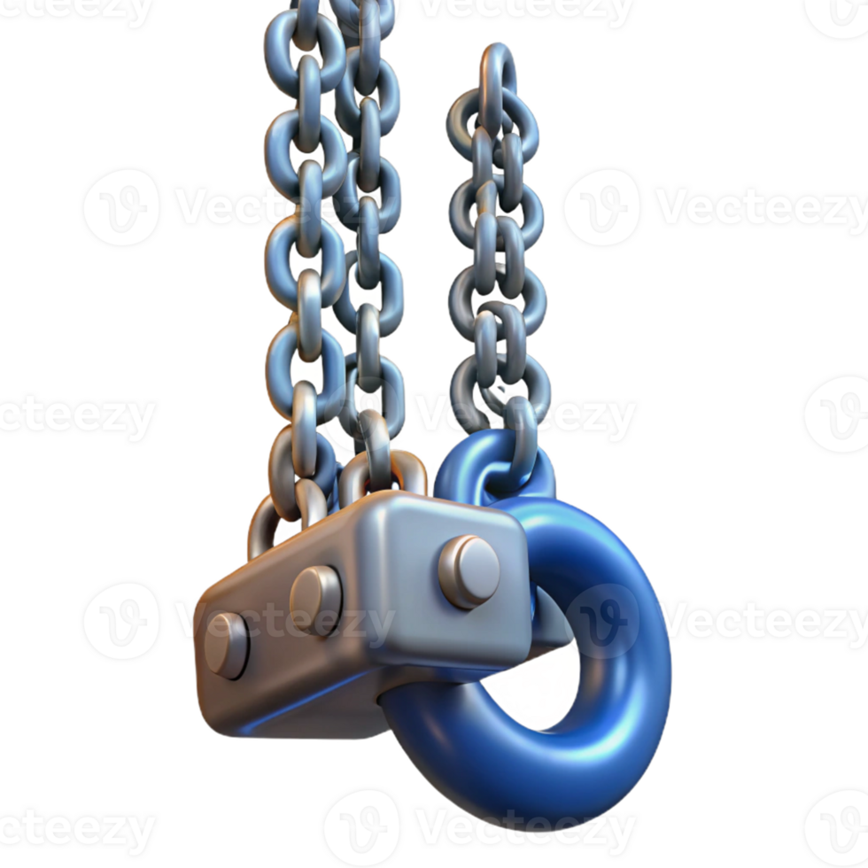 3D Illustration Metal Chain Link and Shackle png