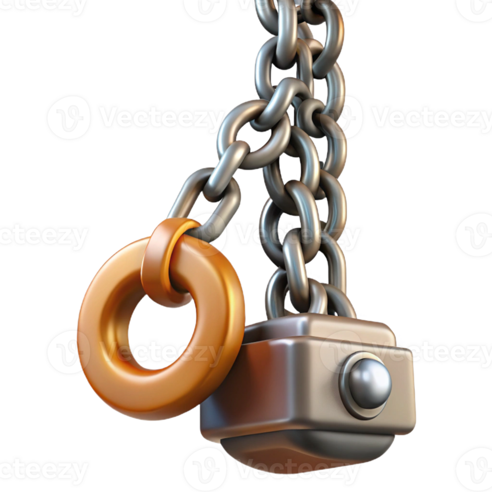 3D Render Golden Ring Chain Illustration png