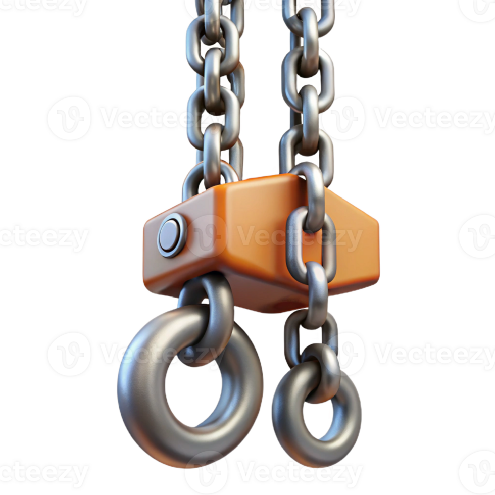 3D Render of Metal Chain and Connector png