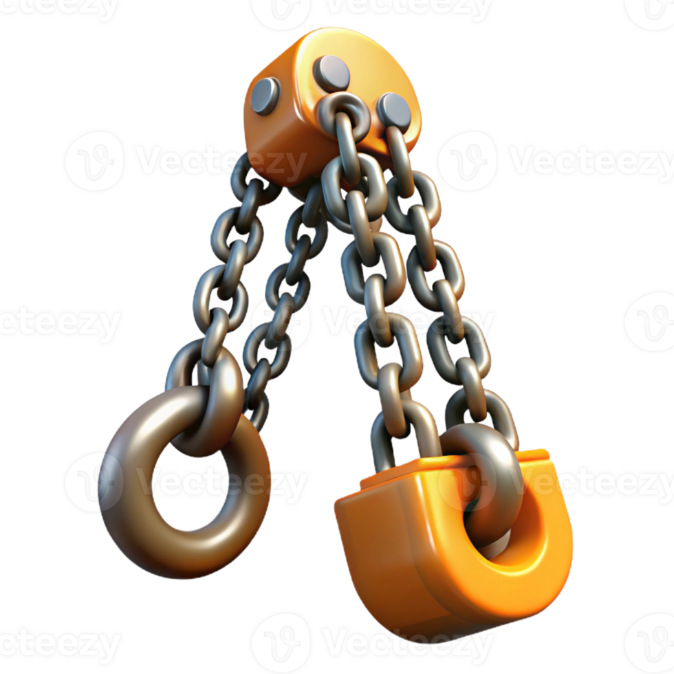 3D Render of Lifting Chains and Hooks png