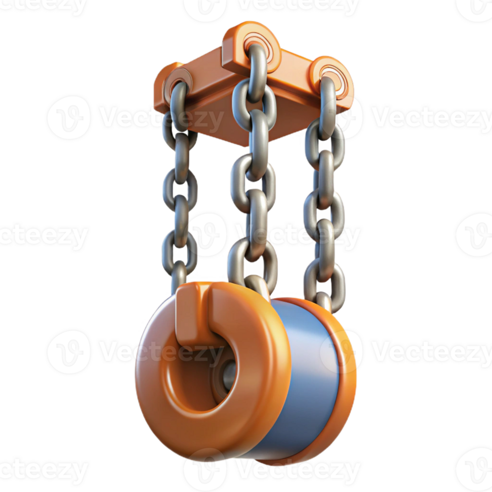3D Render Orange and Grey Chain Hoist Illustration png