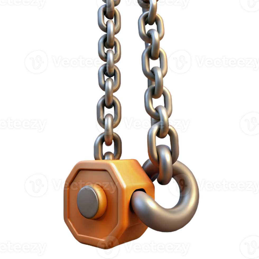 3D Render Chain and Octagonal Connector png