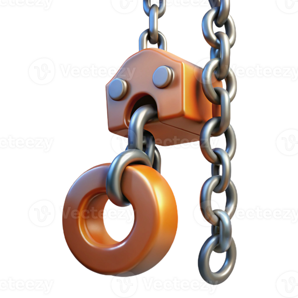 3D Render Orange Chain Link Illustration png