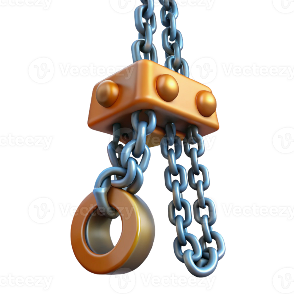 3D Render Golden Chain Hook Illustration png