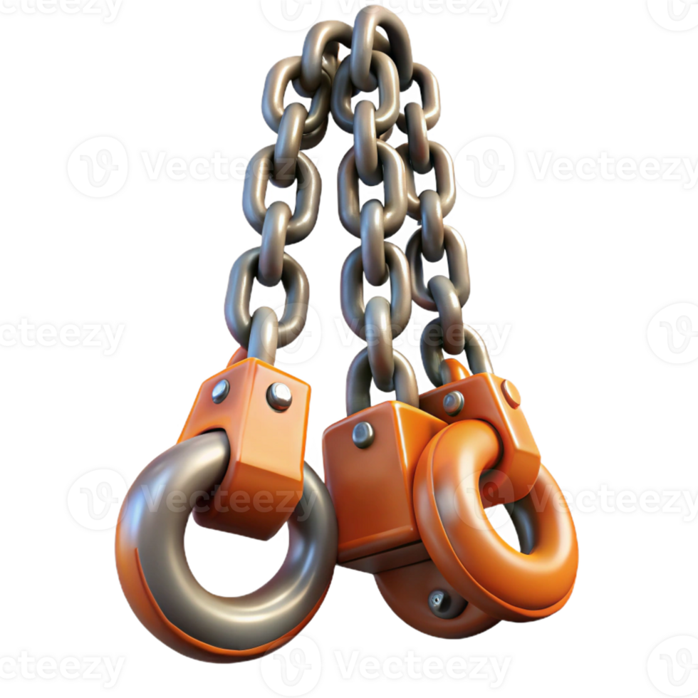 3D Render of Industrial Chains and Hooks png