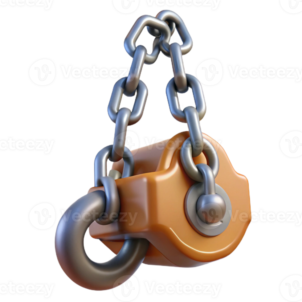 3D Render Orange Pulley with Chain png