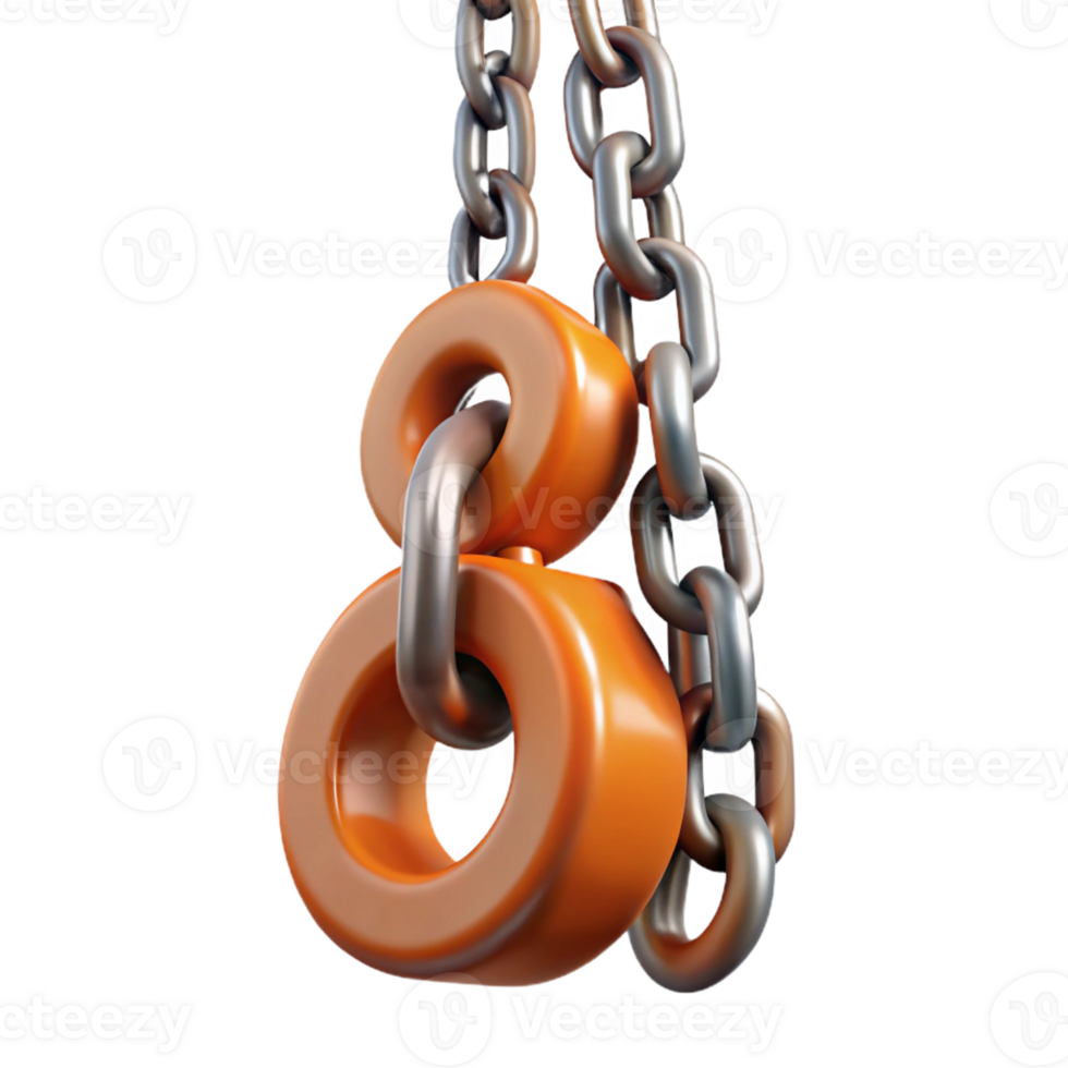 3D Render Orange Rings and Chain png