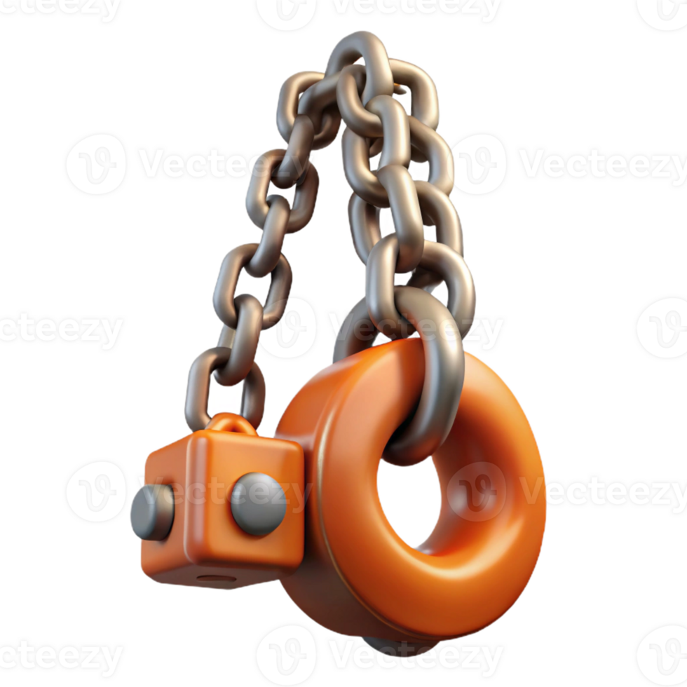 3D Render Orange Chain and Ring png