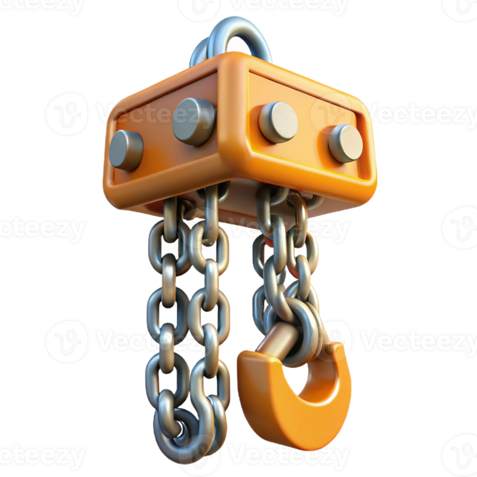 3D Render Orange Chain Hoist Illustration png
