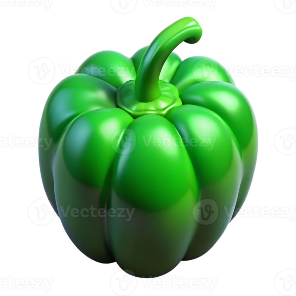 Green Pepper 3D Render png