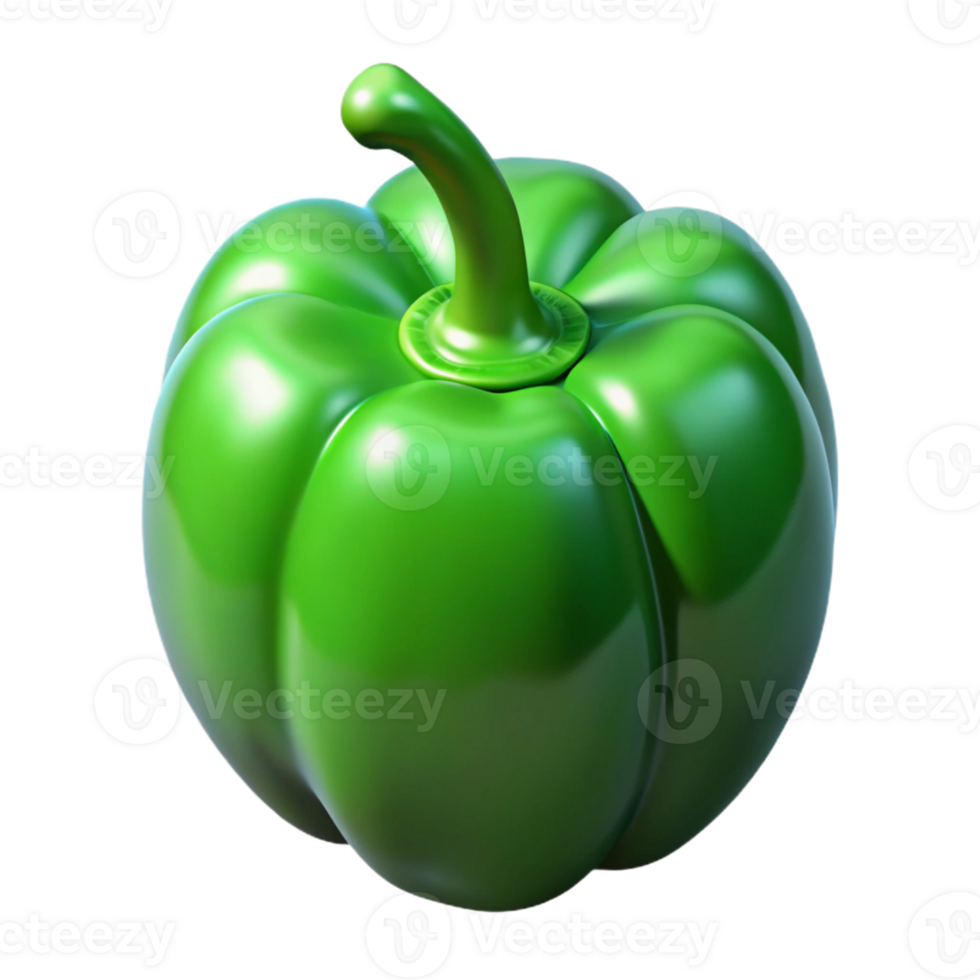 Green Bell Pepper 3D Render png