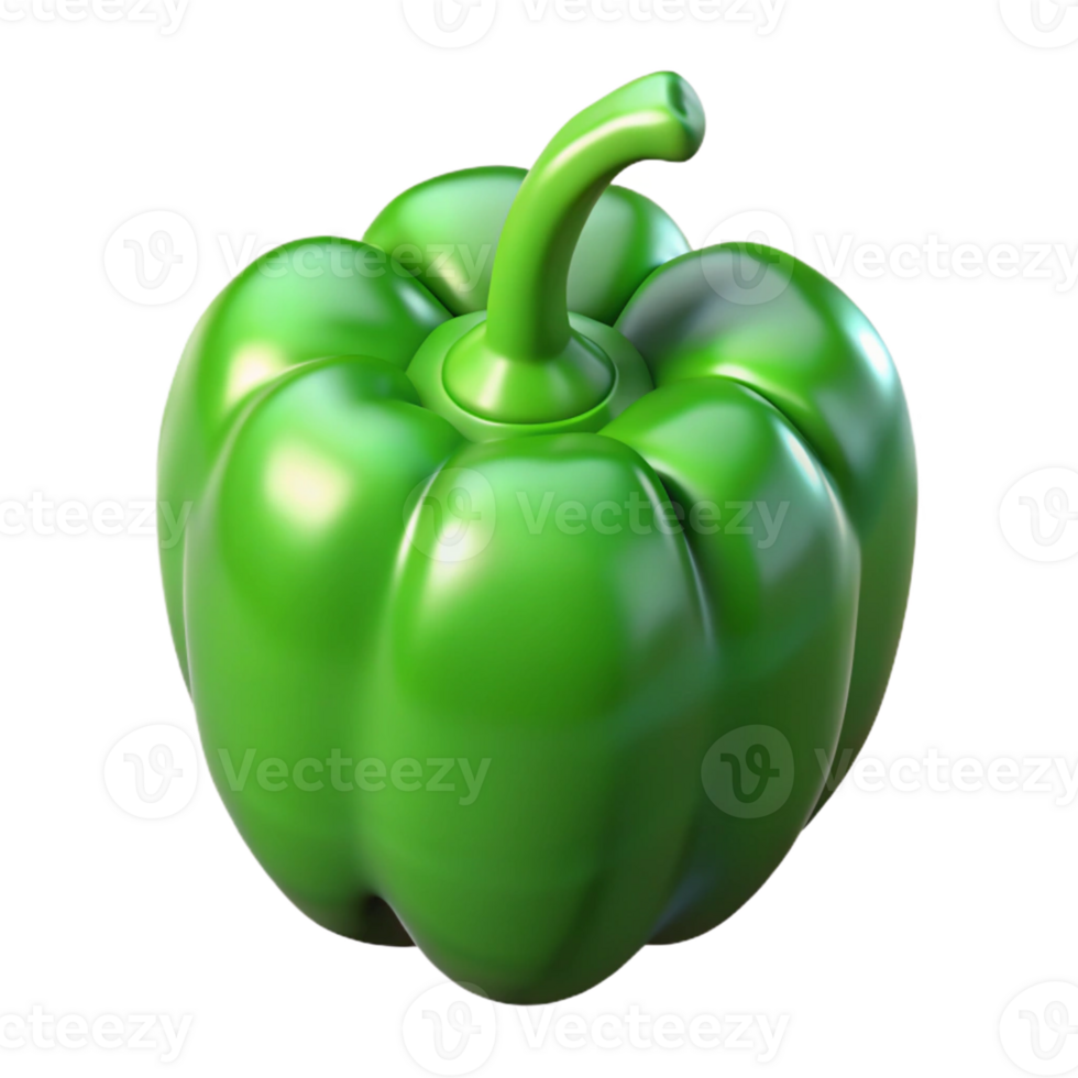 Green Bell Pepper 3D Render png