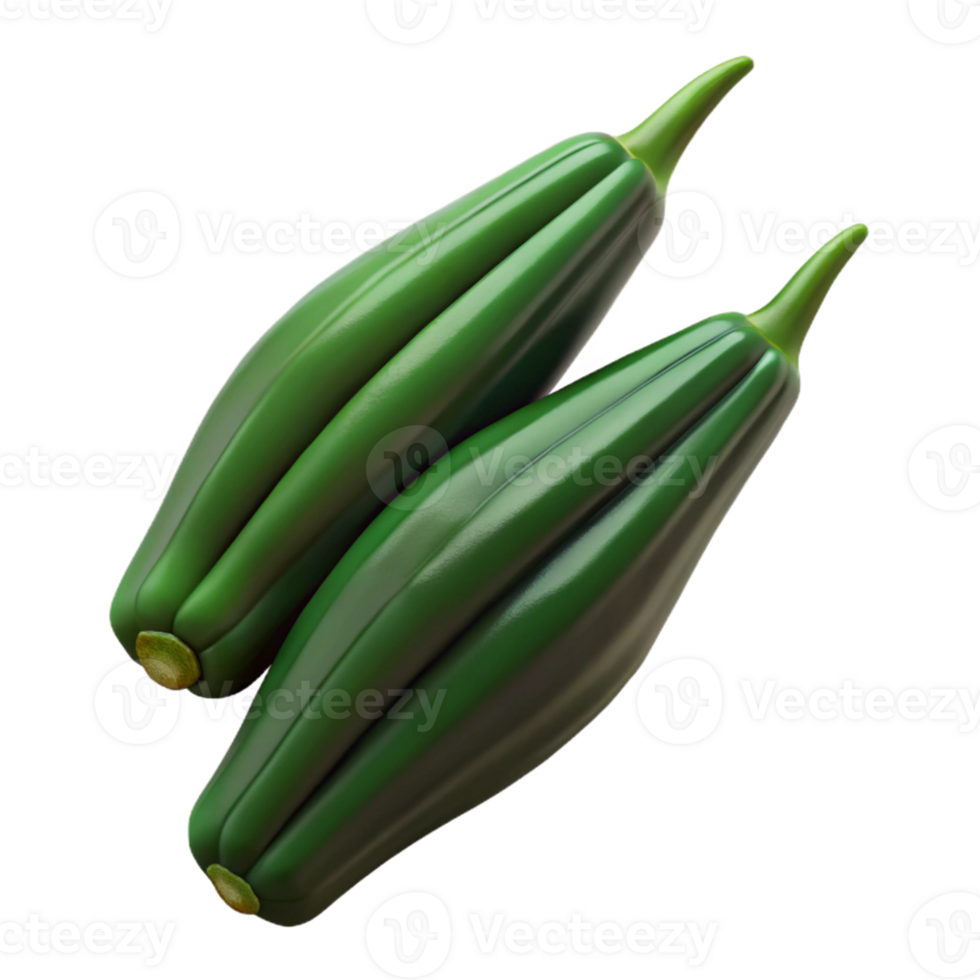 3D Render of Green Zucchini png