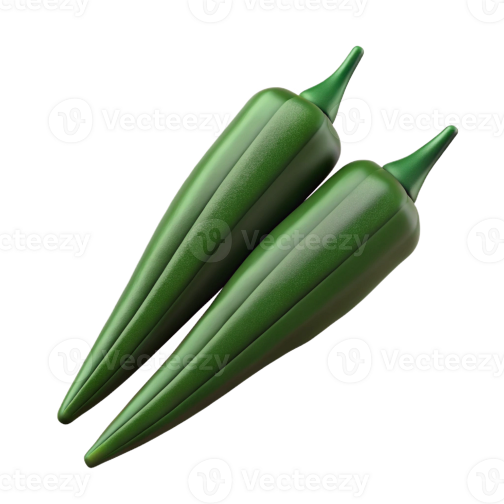 3D Render Green Chili Peppers png