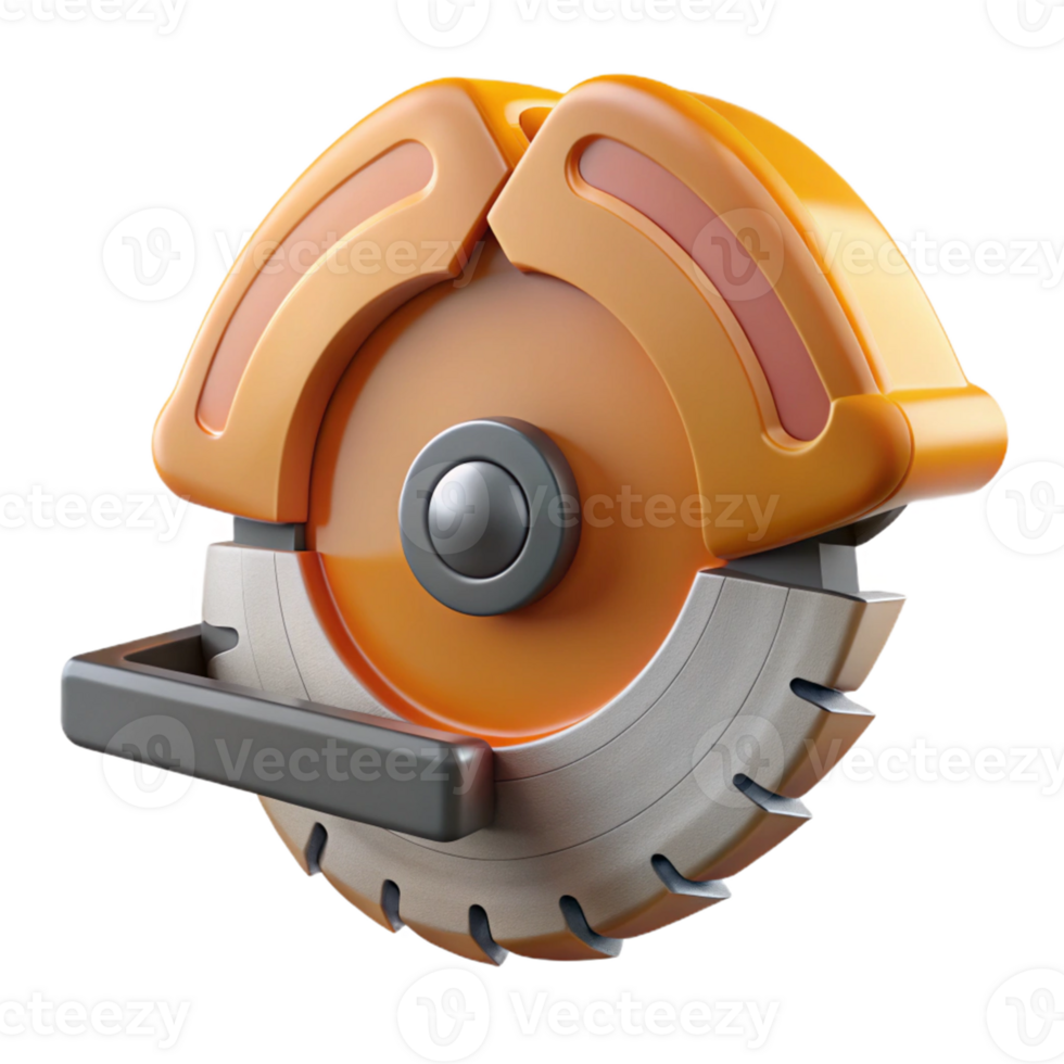 Orange Circular Saw 3D Render png