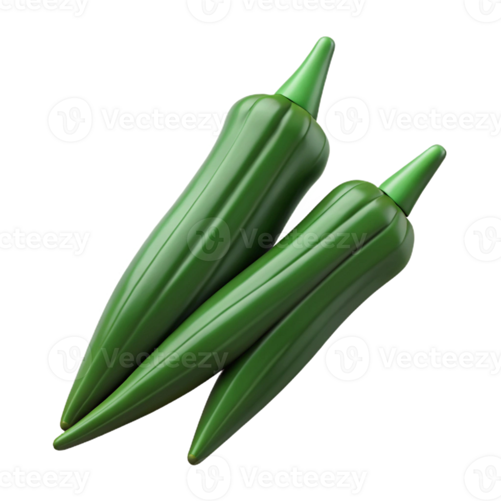 3D Render of Okra Vegetables png