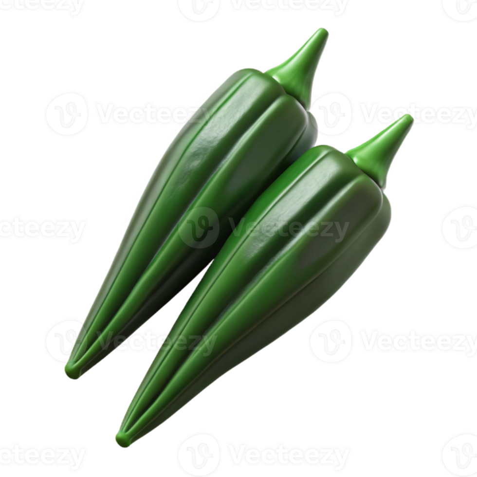 3D Render of Two Okra Pods png