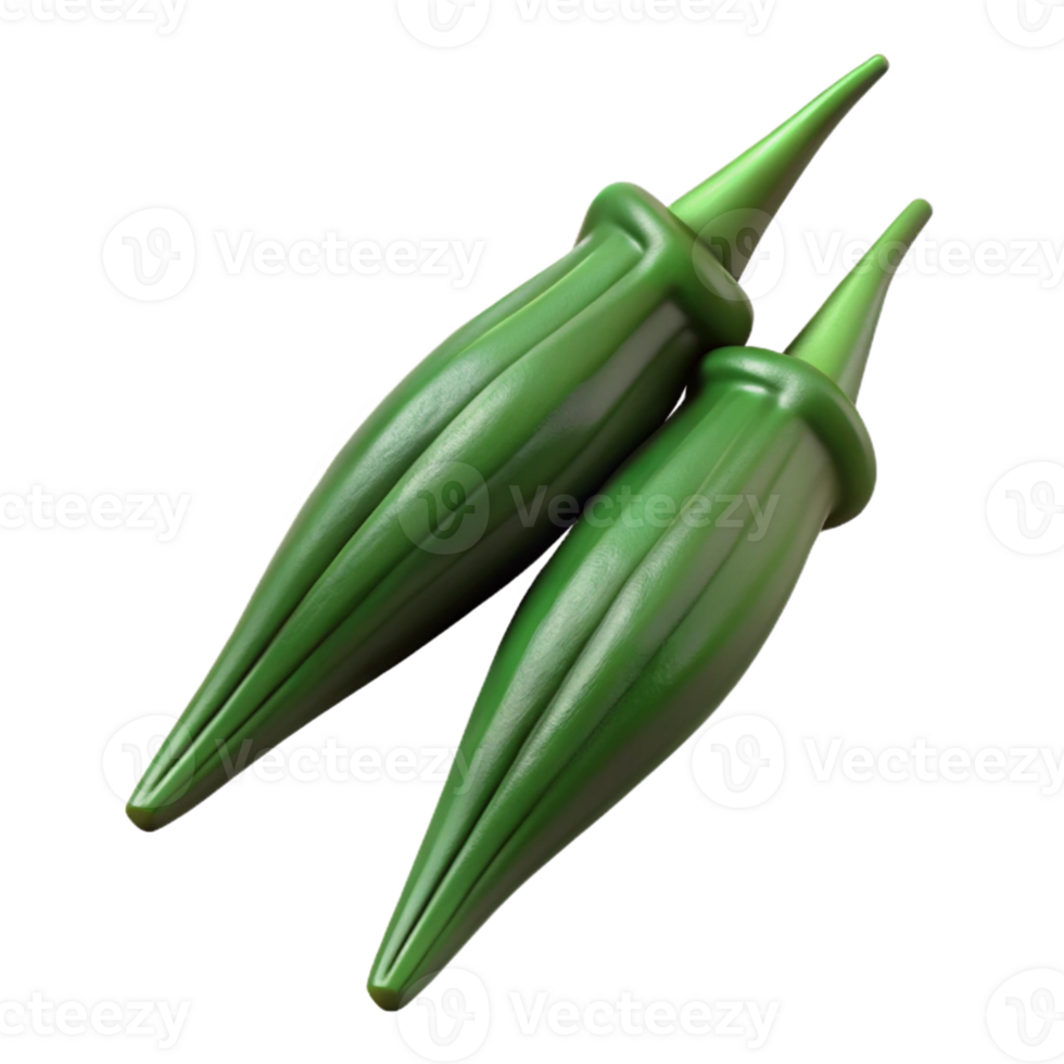 3D Render of Okra Pods png