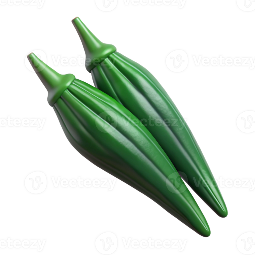 3D Render of Okra Pods png
