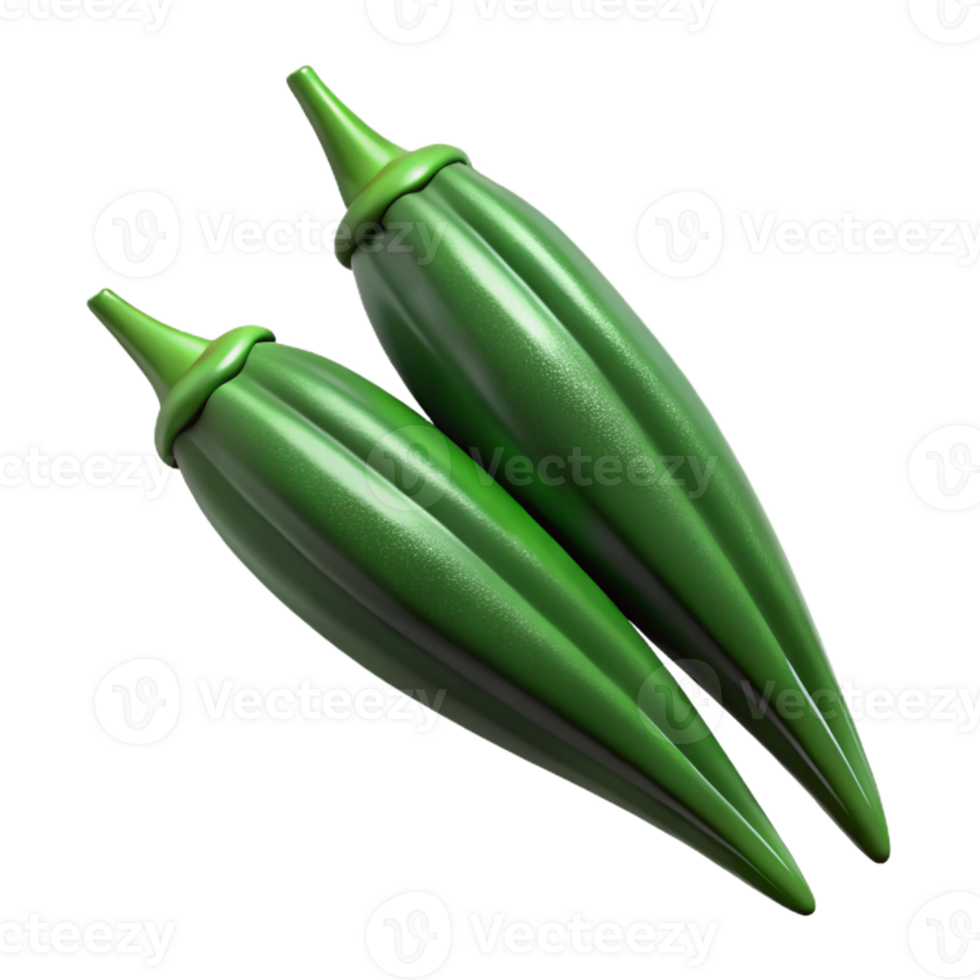 3D Render Green Okra Vegetables png