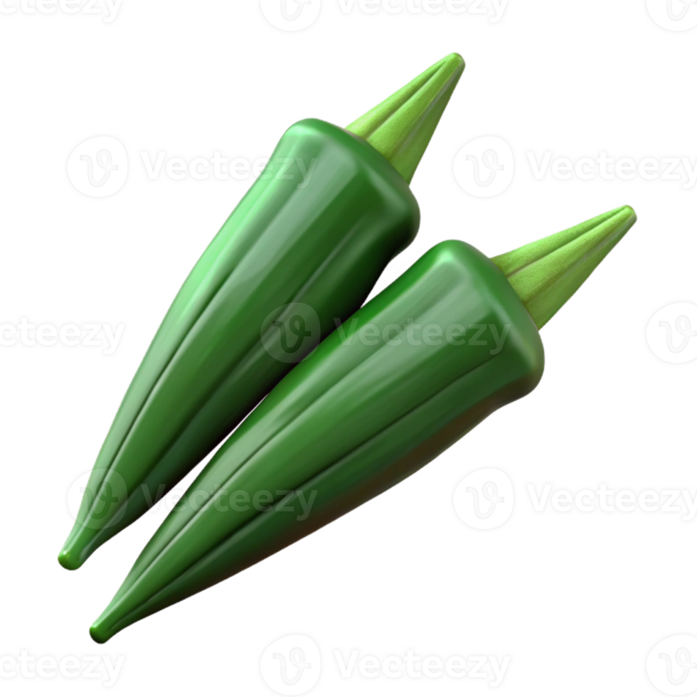 3D Render Okra Vegetable Illustration png