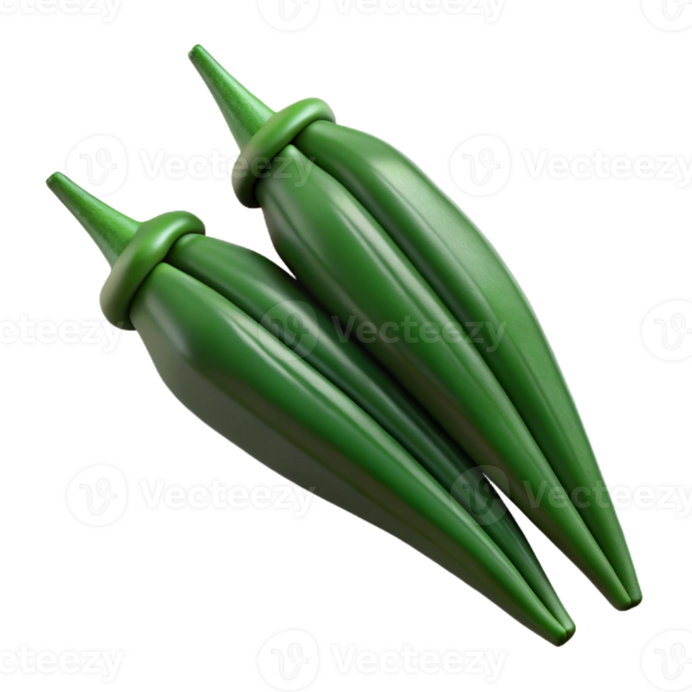 3D Render Green Okra Vegetables png