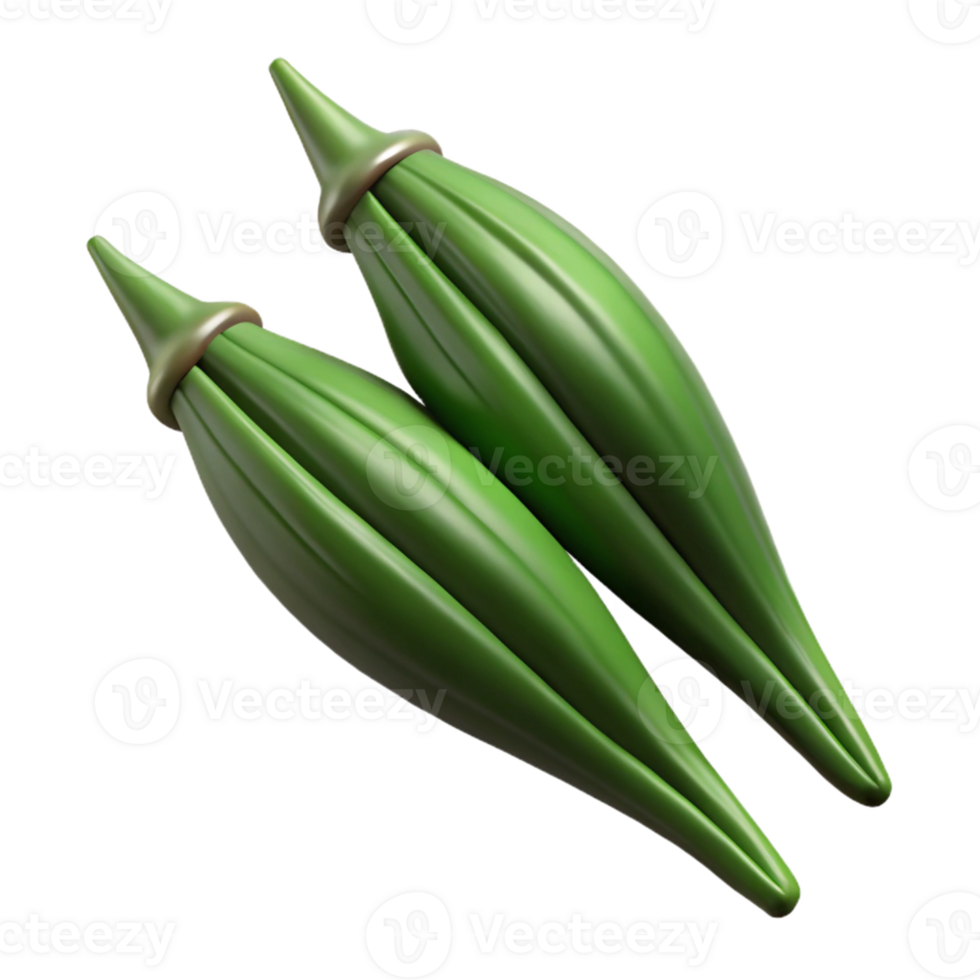 3D Render of Two Okra Pods png