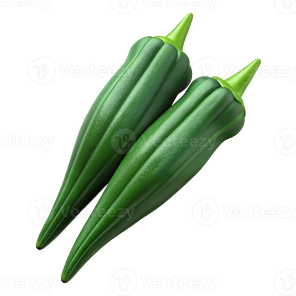 3D Render of Fresh Okra png