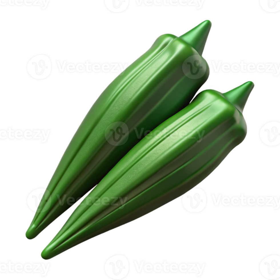 3D Render of Two Okra Pods png
