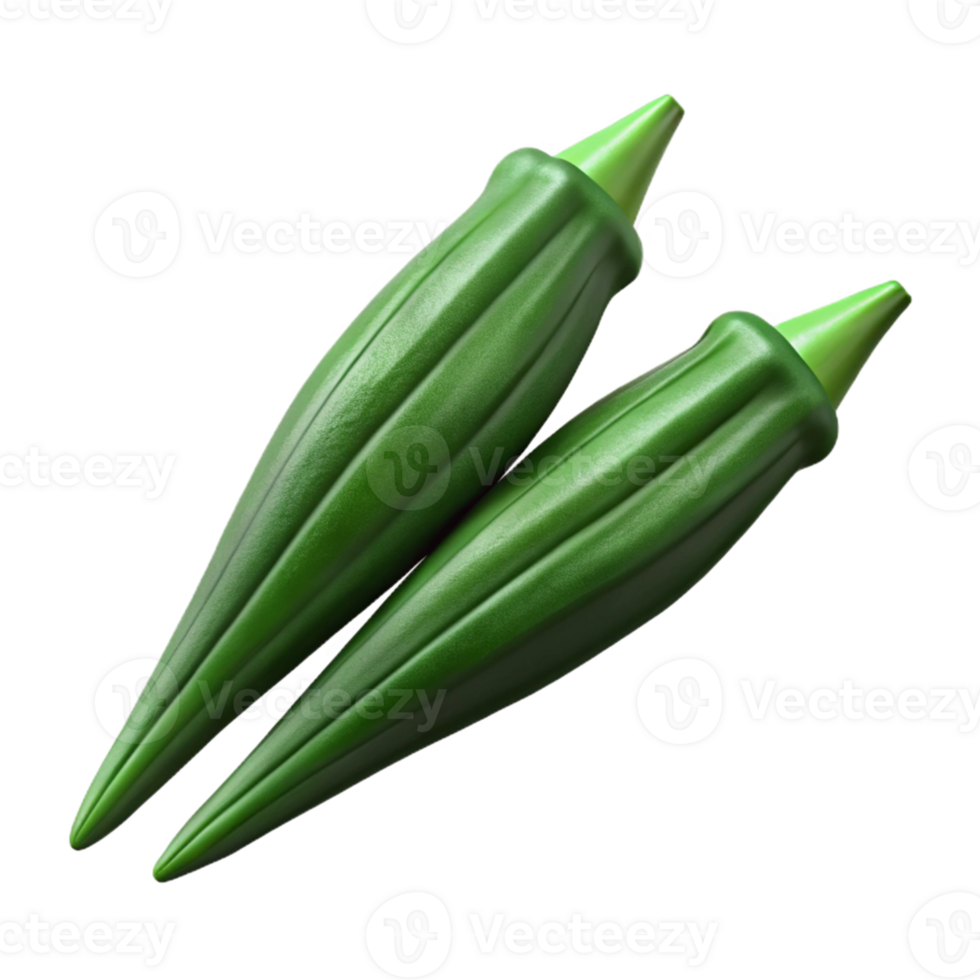 3D Render Okra Vegetable Pair png