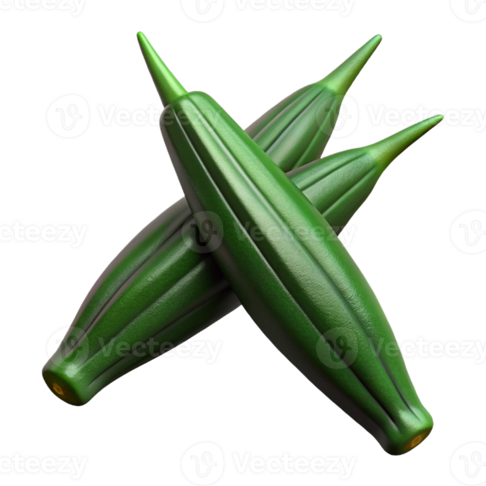 3D Render of Green Okra Pods png