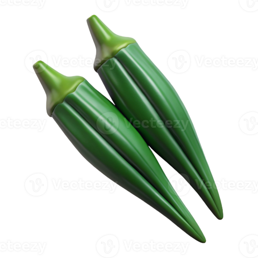 3D Render of Okra Pods png