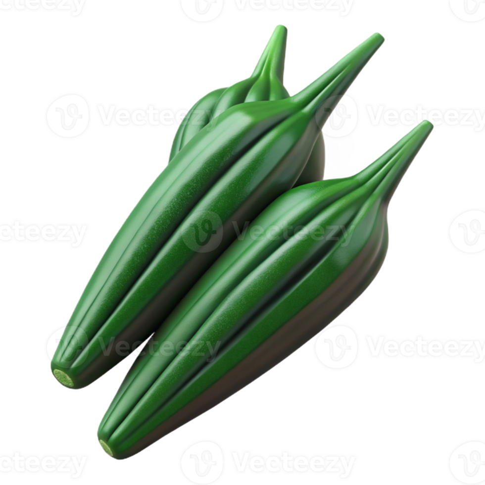 3D Render Green Okra Vegetable png