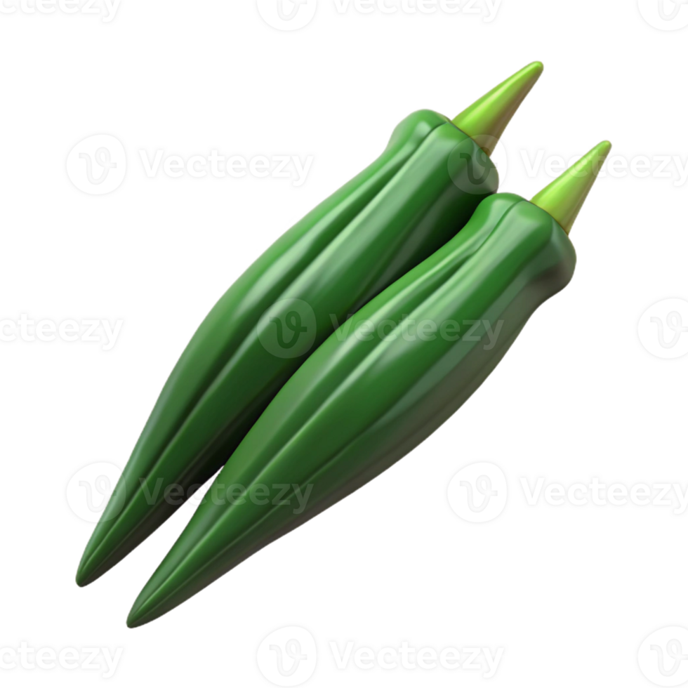 3D Render of Two Okra Pods png