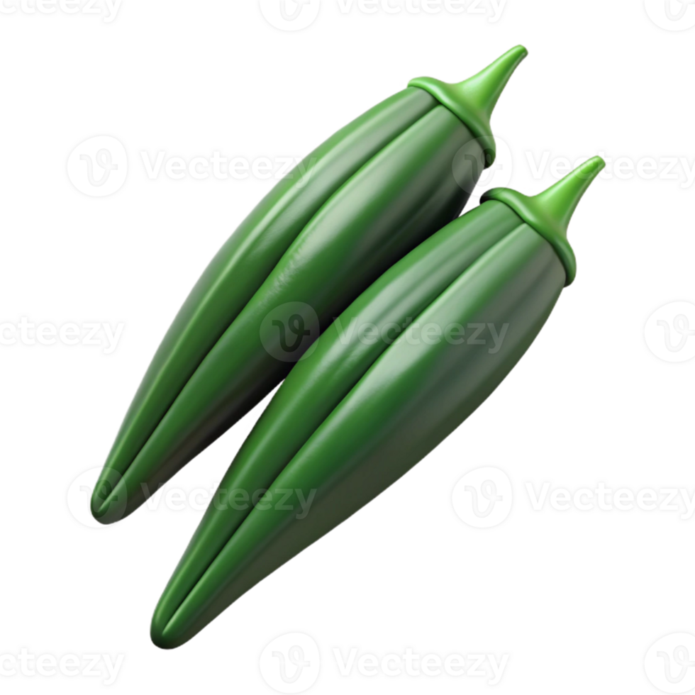 3D Render of Two Okra Pods png