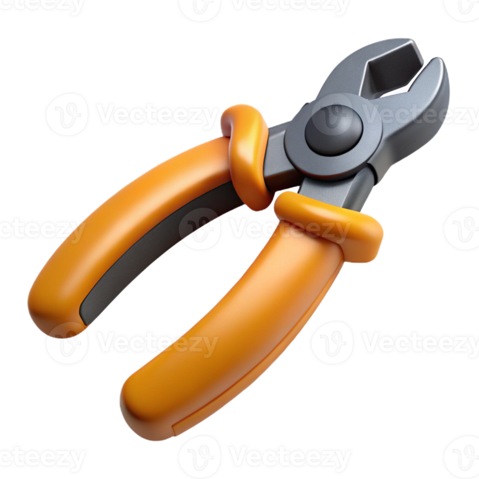 3D Render Orange Pliers Tool png