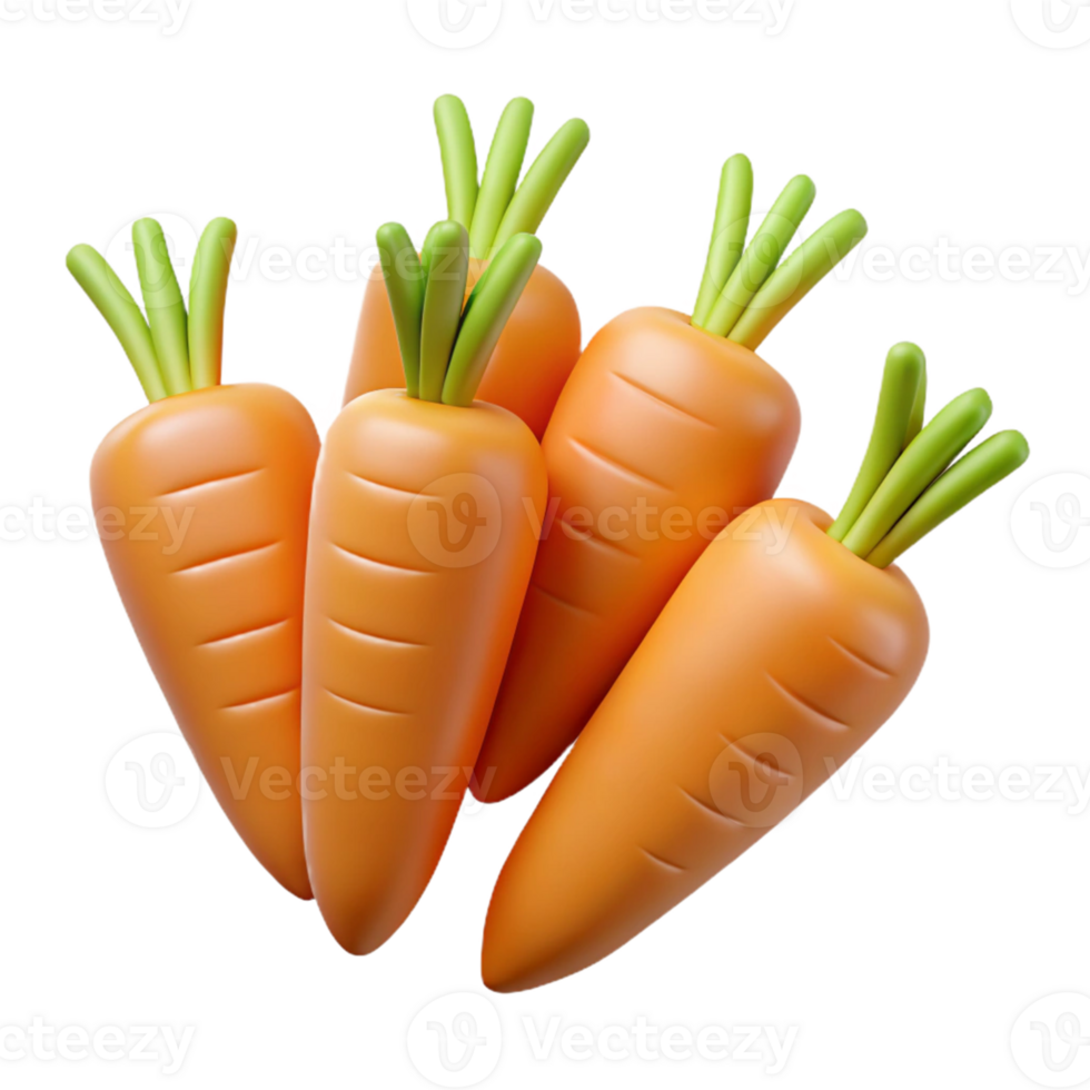 3D Render of Fresh Carrots png