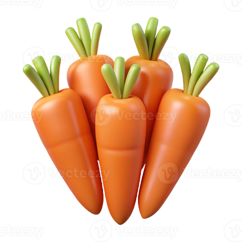 3D Render of Five Carrots png
