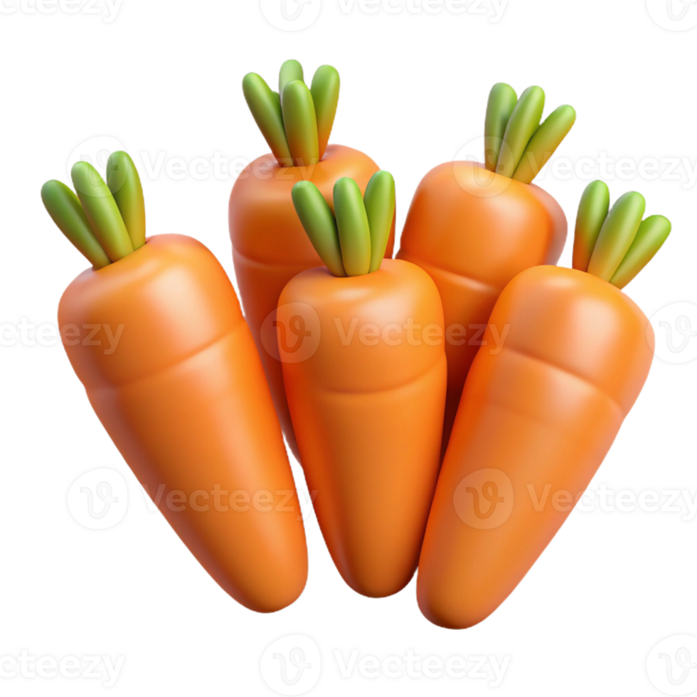 3D Render of Five Carrots png