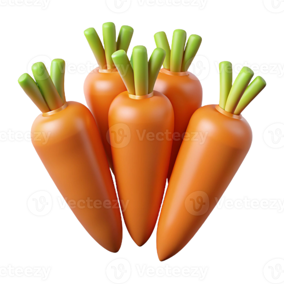3D Render of Fresh Carrots png