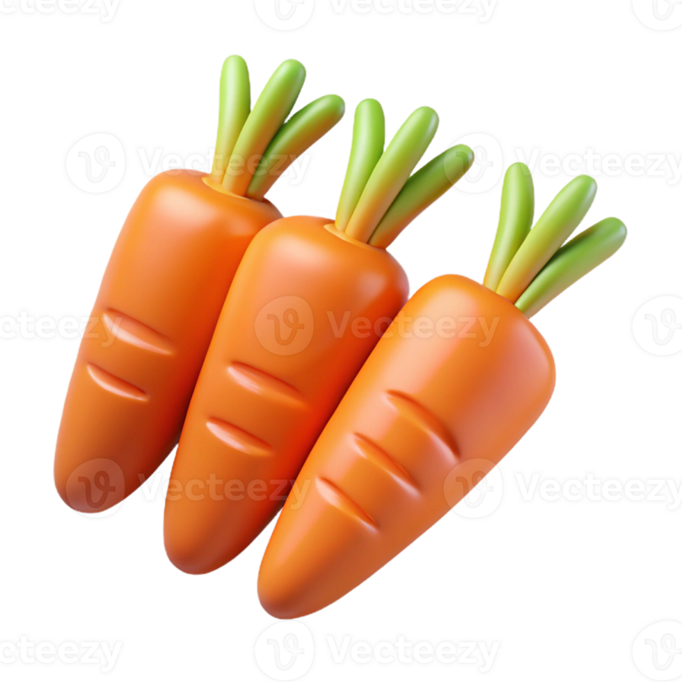 3D Render of Three Carrots png