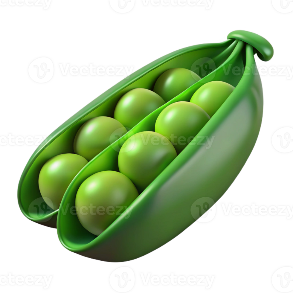 3D Render of Peas in a Pod png