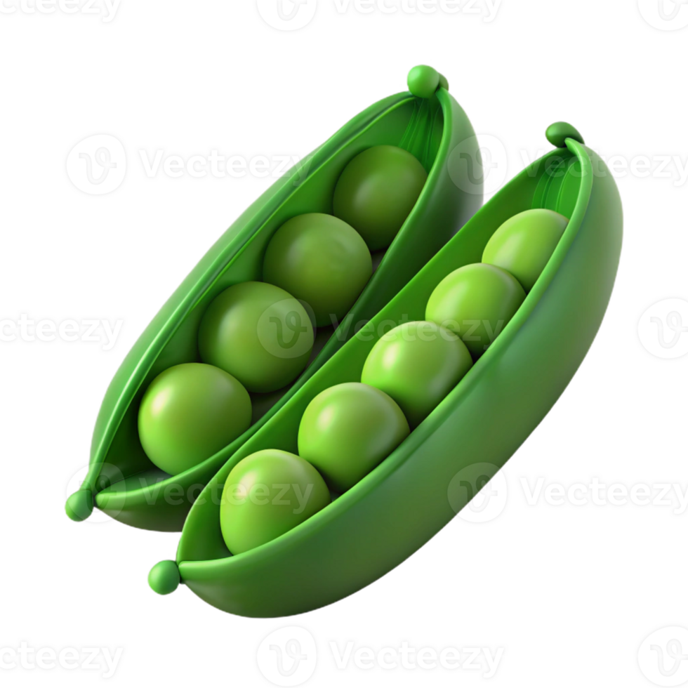 3D Render Green Peas in Pods png